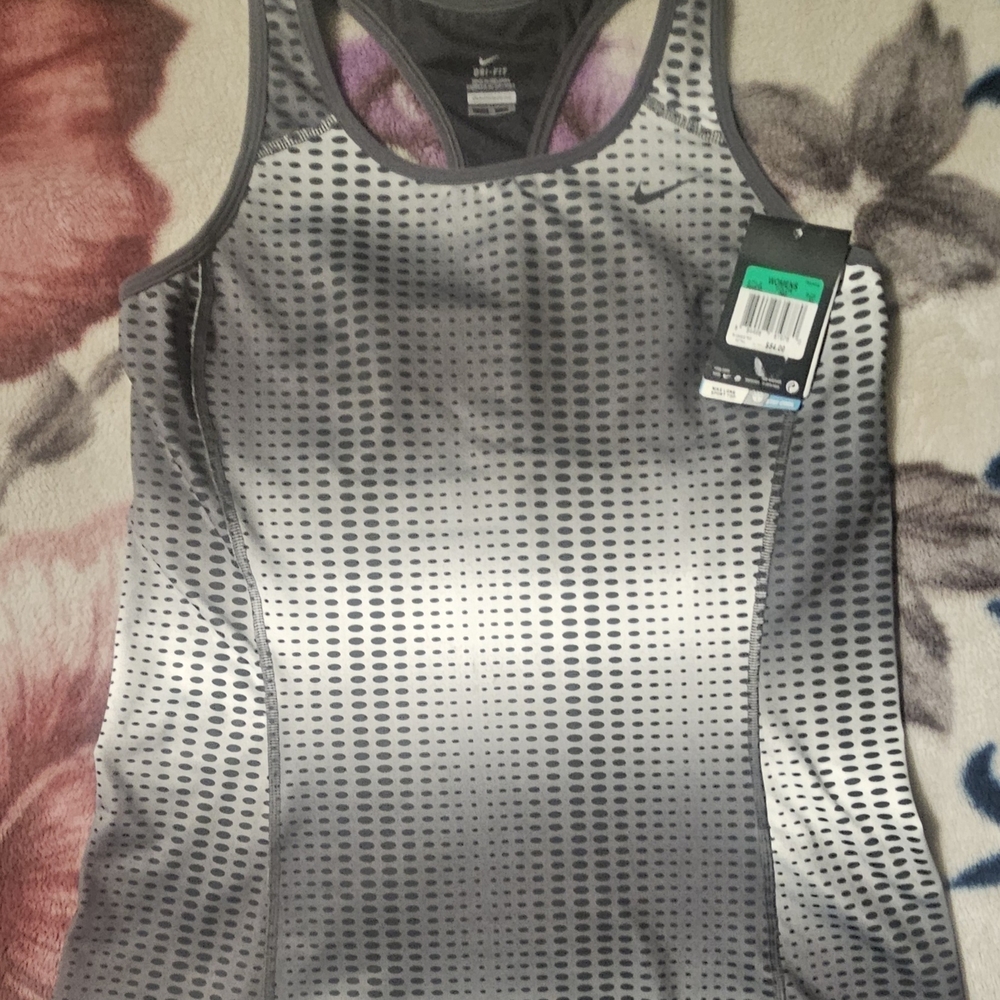 Nike Women's Gray and Black Sport Tank